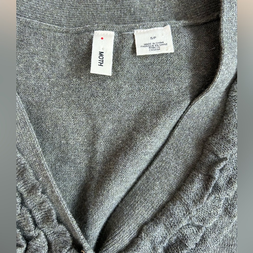 MOTH Goffered Front Ruffle Cardigan Cropped Sweater - Size S - Picture 5 of 8
